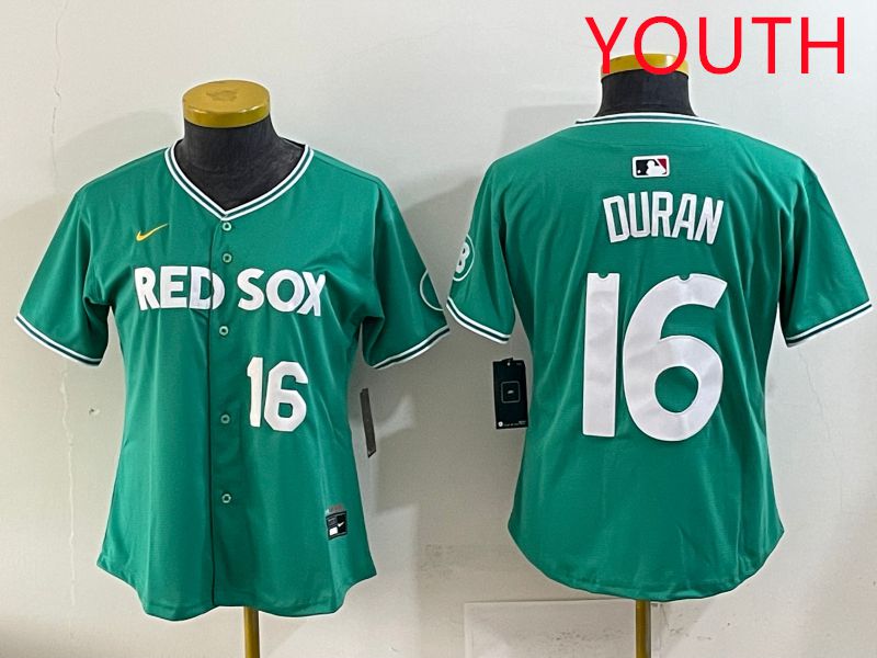 Youth 2025 Boston Red Sox #16 Duran Dark Green Joint Name Nike MLB Jersey style 1->youth mlb jersey->Youth Jersey